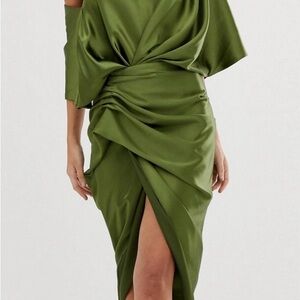 Olive Green Off-Shoulder Dress